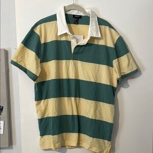 Forever 21 Yellow and Green Polo Shirt Classic Stripes